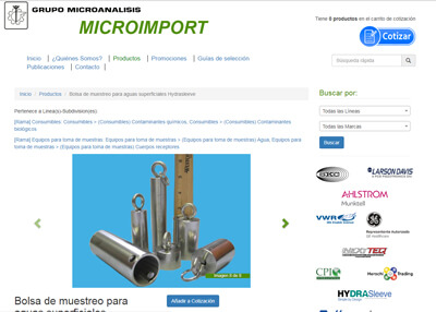 imagen de página web de Microimport